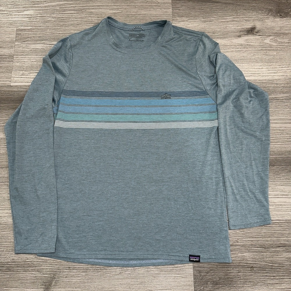 Patagonia Capilene Cool Daily Graphic Shirt Mens Sz S Blue Long Sleeve Hiking - Picture 1 of 8